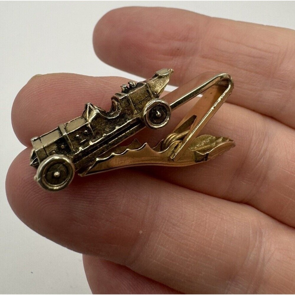 Balfour Roadster Car Tie Clip Goldtone Vintage Signed